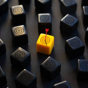 Advertising, marketing and targeting. Right on the bull's-eye. Success. Choose a goal, define a task. Purposefulness and insight. Succeed in work.